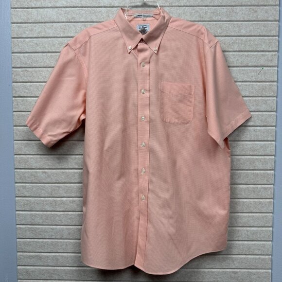 L.L. Bean Other - L.L.Bean Men’s L Salmon Gingham Short Sleeve Button-Up Shirt Classic Fit